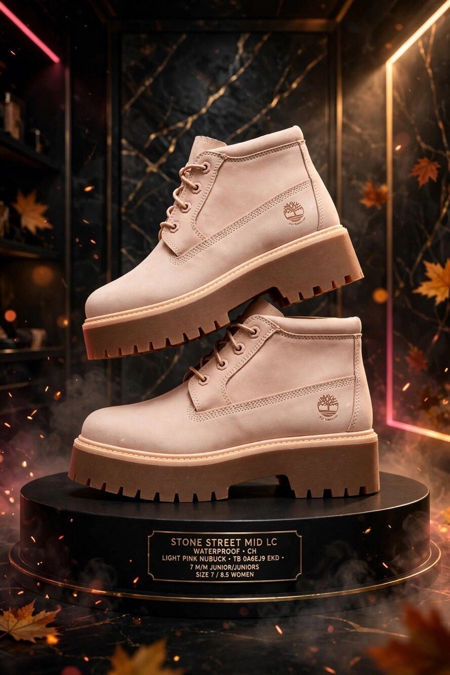 Size 7Y / 8.5W - Timberland Stone Street Mid TB0A6EJ9EKD Light Pink Nubuck